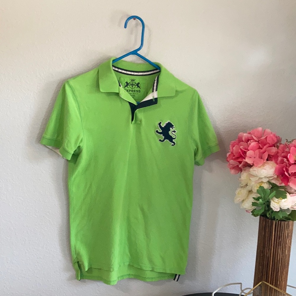 EXPRESS Fitted polo for man size S green color